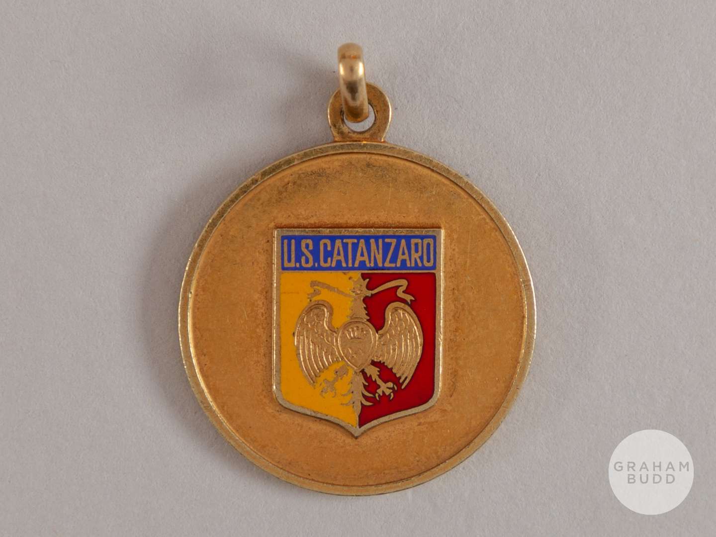 Willie Stevenson yellow-metal and enamel Anglo-Italian medal,1972. - Image 2 of 2