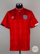 Viv Anderson red No.2 England match issued short-sleeved shirt, 1988-89