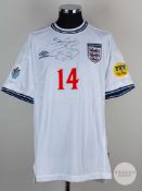 Paul Ince white No.14 England short sleeved European Championship Finals 2000 shirt.
