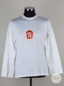 White No.15 Czechoslovakia v. Scotland match worn long-sleeved shirt, 1977