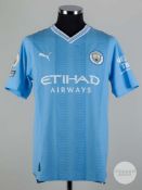 Ilkay Gundogan sky blue & white No.8 Manchester City v. Brentford shirt, 2023.