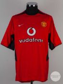 Gary Neville red No.2 Manchester United short sleeved 2003/04 shirt.
