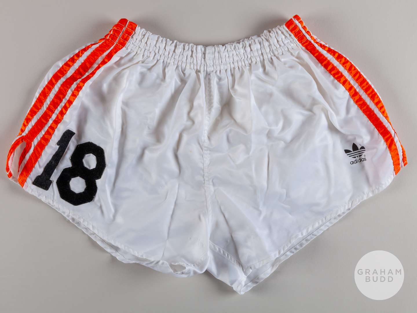 Viv Anderson pair of white and orange No.18 Holland shorts, 1988