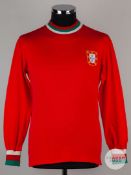 Red No.16 Portugal v. Scotland match worn short-sleeved shirt, 1975