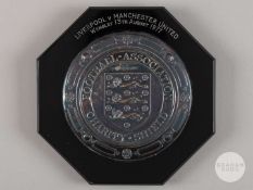 David McCreery black bakelite and silver-mounted 1977 Charity Shield plaque.