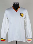 Raoul Lambert white, red, yellow & black No.9 Belgium v. Scotland shirt, 1974