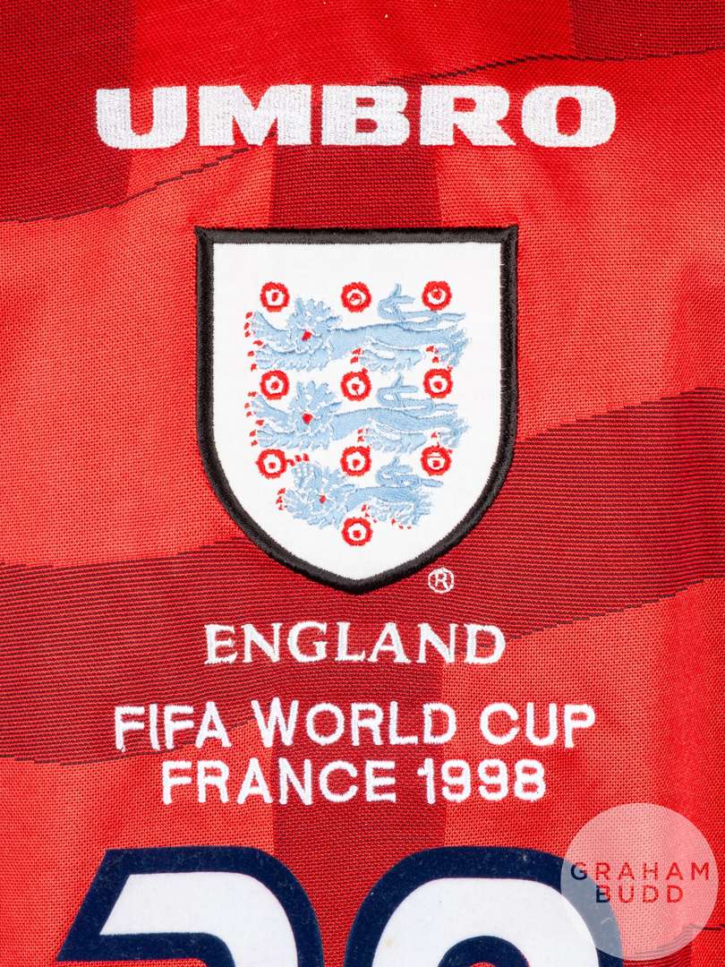 Michael Owen red No.20 England short sleeved 1998 shirt. - Image 3 of 5