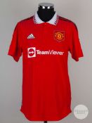 Christian Eriksen red & white No.14 Manchester United F.A.Cup shirt, 2022-23.
