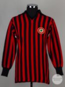Gordon McQueen Alberto Bigon red and black No.9 AC Milan 1973 Cup Winners Cup final match worn shirt