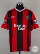 Nicolas Anelka red and black No.39 Manchester City shirt, 2004-05.