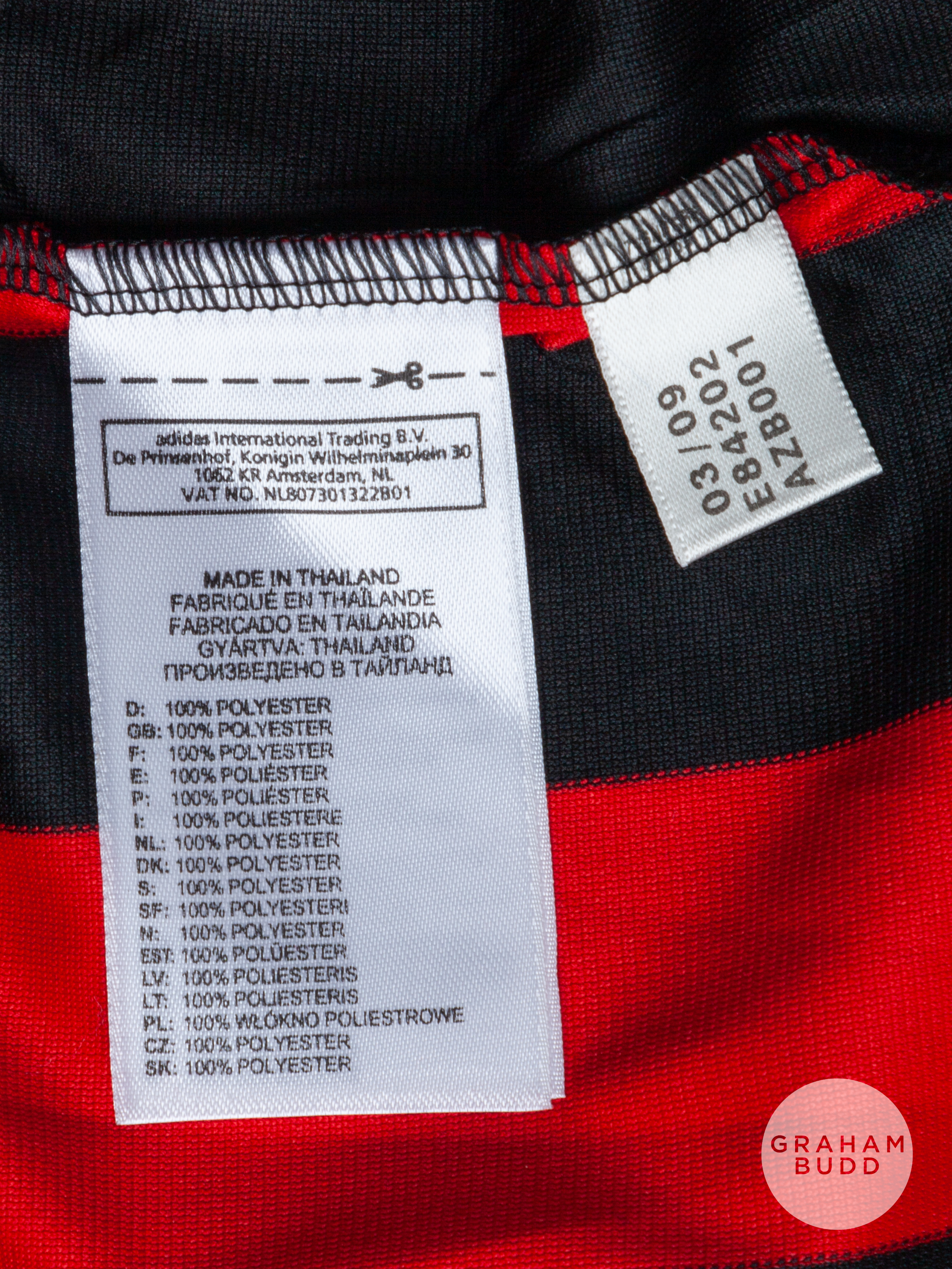 David Beckham red and black No.32 A.C. Milan v. Inter Milan match worn long-sleeved shirt, 2010 - Image 5 of 5