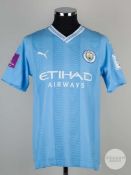 Bernardo Silva sky blue & white No.20 Manchester City v. Fluminense shirt, 2023.