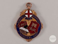 Reginald Wilkinson 9ct gold & enamel Norfolk & Norwich Hospital Cup medal, 1919-20.