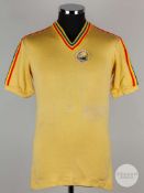 Viv Anderson yellow No.10 Romania v. England match worn short-sleeved shirt, 1981