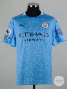 Kevin de Bruyne sky blue & white No.17 Manchester City shirt, 2020-21.