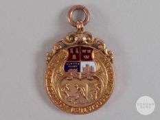 9ct gold and enamel Tyneside Association Football League, 1926-27