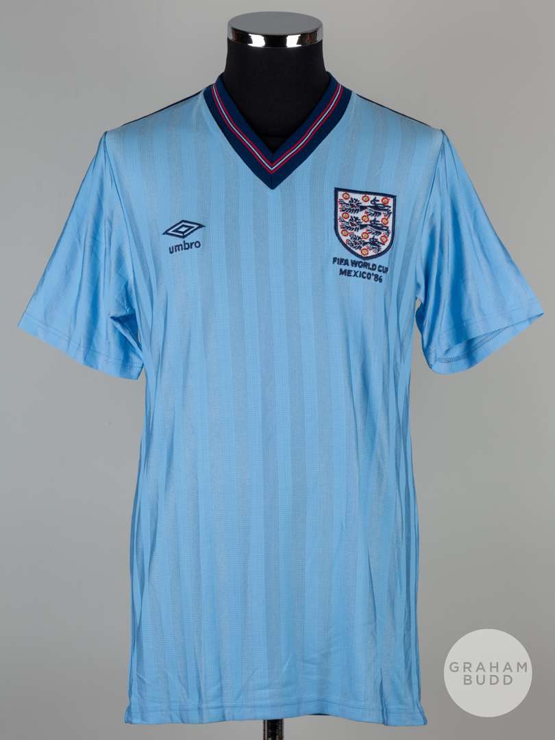 Viv Anderson rare sky-blue No.12 England 1986 World Cup match issued short-sleeved shirt