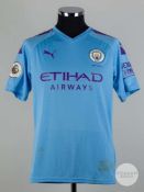 Fernandinho sky blue & purple No.25 Manchester City shirt, 2019-20.