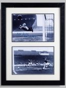 Bert Trautmann an autographed black & white photograph of a diving Trautmann.