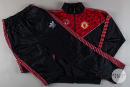 Viv Anderson red and black Manchester United 1990 F.A.Cup Final tracksuit top and bottoms
