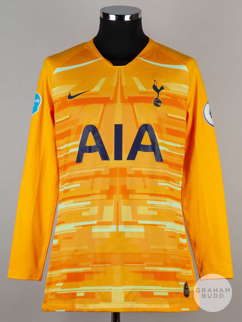 Hugo Lloris yellow No.1 Tottenham Hotspur long-sleeved 3rd choice goalkeeper shirt, 2019-20.