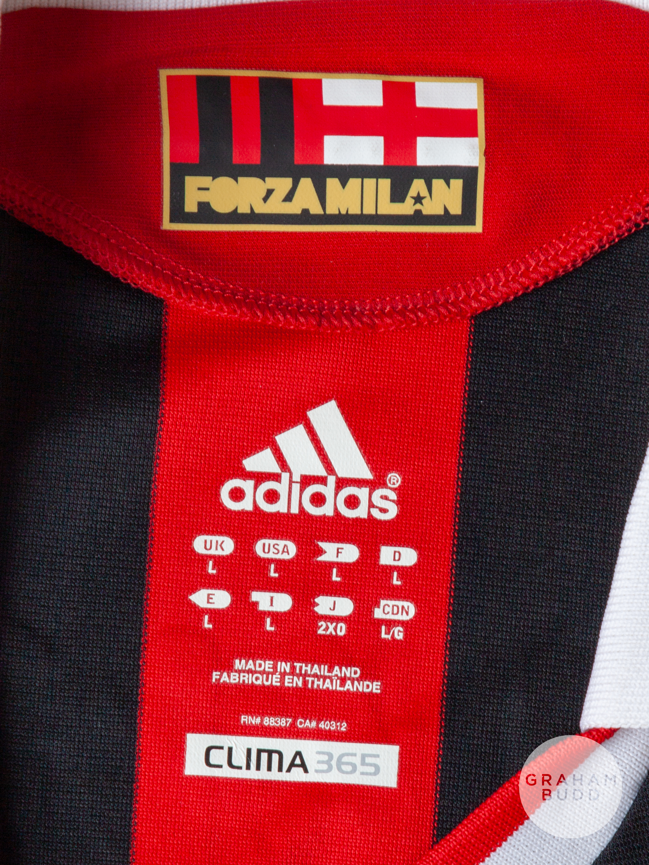David Beckham red and black No.32 A.C. Milan v. Inter Milan match worn long-sleeved shirt, 2010 - Image 4 of 5