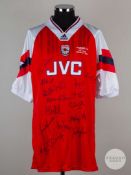 Viv Anderson red & white No.22 Arsenal v. Sheffield Wednesday Coca-Cola Cup final spare shirt, 1993