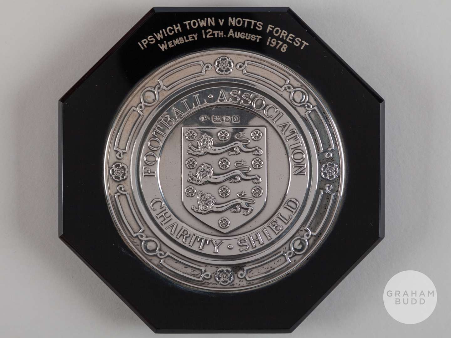 Viv Anderson silver-mounted & bakelite Nottingham Forest v. Ipswich Town Charity Shield plaque, 1978