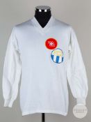 White No.6 F.C. Zurich v. Leeds United match worn long-sleeved shirt, 1974-75