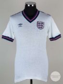 Viv Anderson white No.2 England South America Tour match issued airtex short-sleeved shirt, 1985