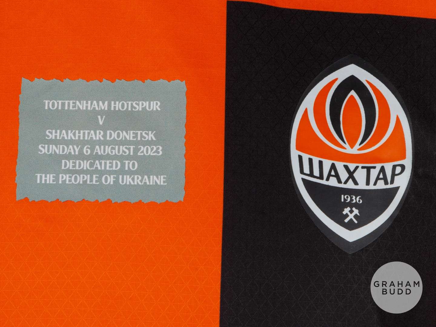 Kevin Kelsy orange & black No.18 Shakhtar Donetsk v. Tottenham Hotspur shirt, 2022-13 - Image 3 of 4