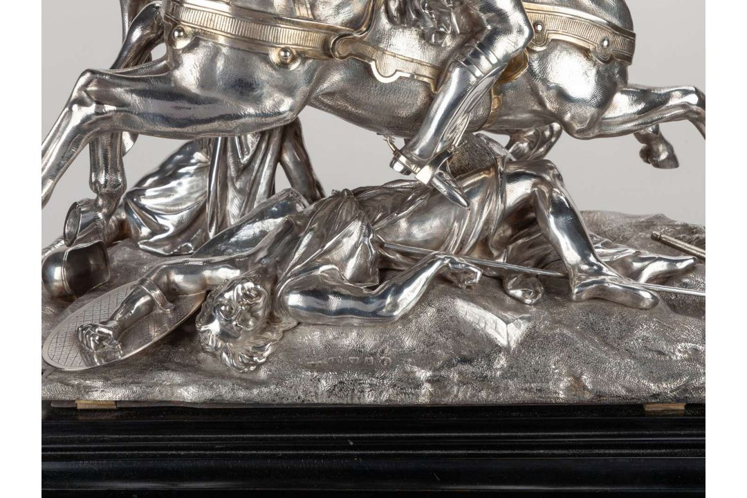 A magnificent Victorian silver sculptural trophy for the 1875 Chesterfield Cup at Goodwood. - Image 12 of 25