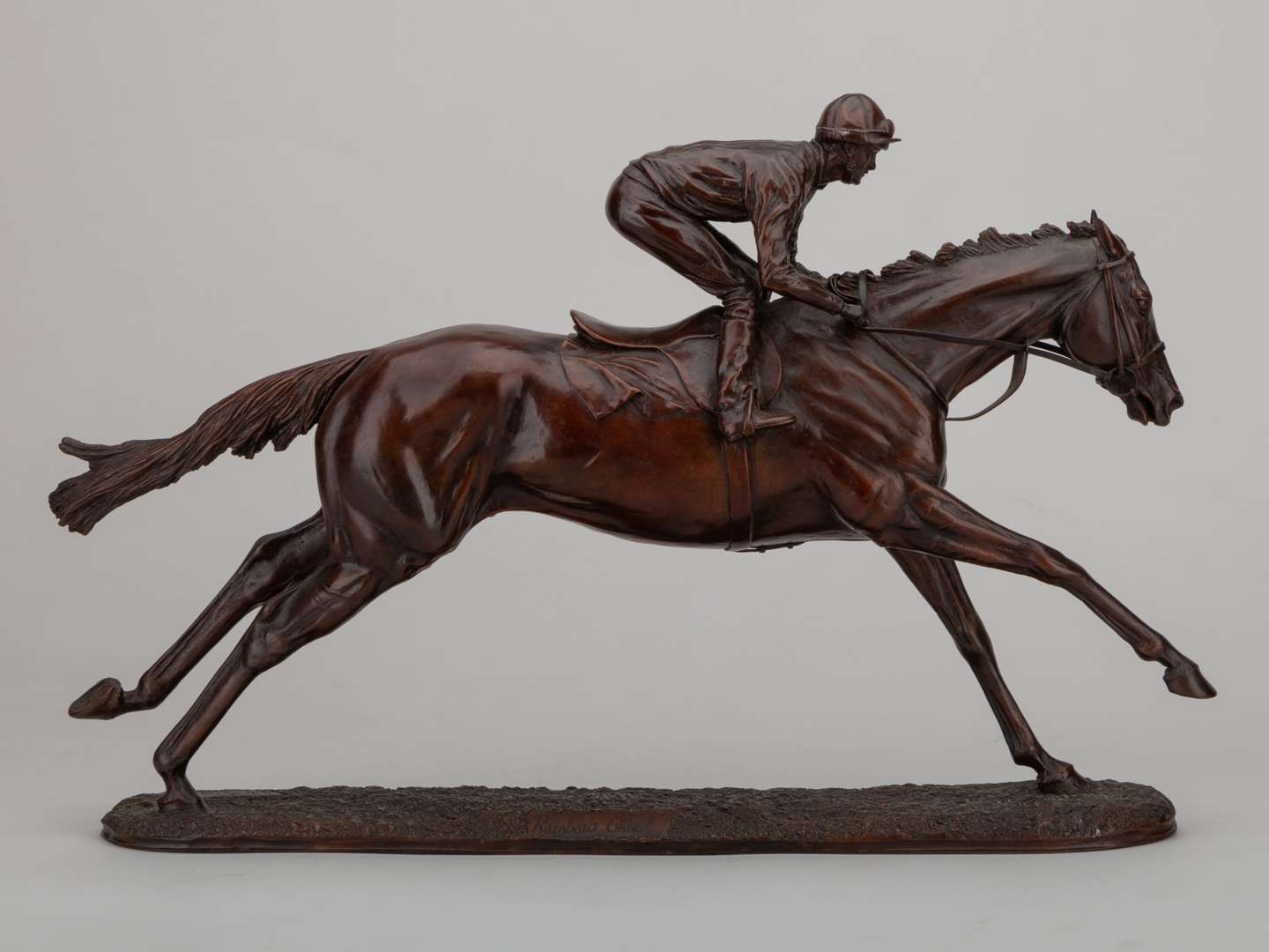 A bronze by Gill Parker of the racehorse Rainbow Quest with jockey Pat Eddery up. - Image 2 of 8