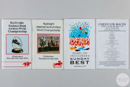 Four racecards for Jockey Challenge events each fully-signed by the competing jockeys.