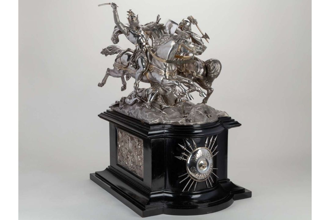 A magnificent Victorian silver sculptural trophy for the 1875 Chesterfield Cup at Goodwood. - Image 1 of 25