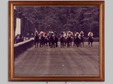 Lester Piggott signed framed colour photograph of the 1977 Prix de l'Arc de Triomphe win on Alleged.