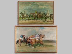 A pair of Sir Alfred Munnings horse racing prints.