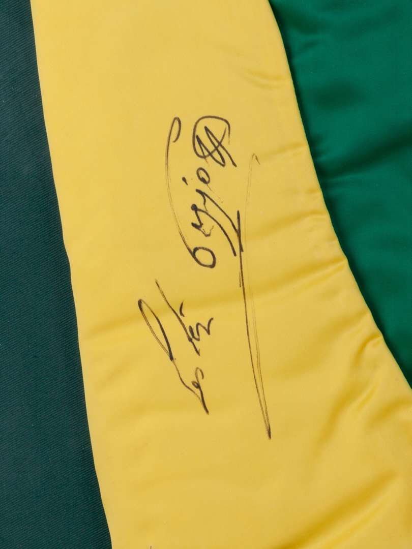 Lester Piggott signed and worn Charles W. Engelhard Jr. racing silks, 1960s. - Image 3 of 7
