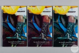A trio of Champion Hurdle racecards each fully-signed by the competing jockeys.