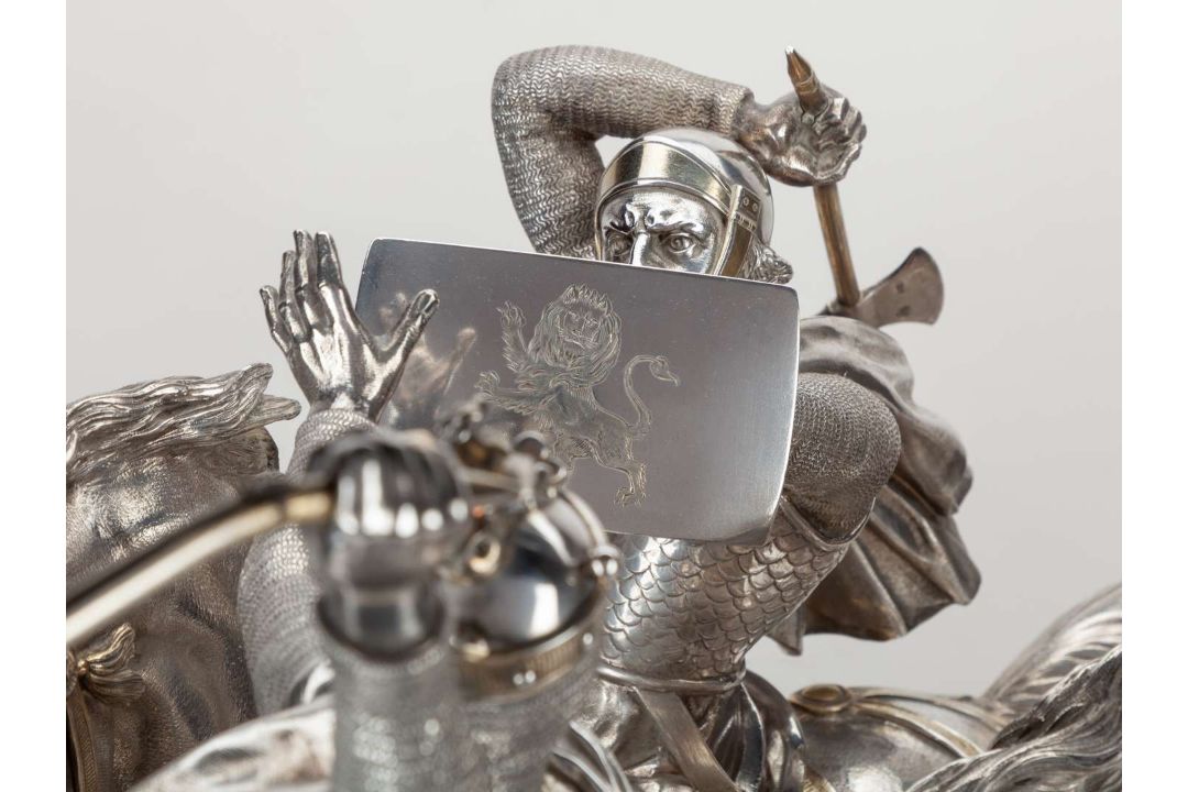A magnificent Victorian silver sculptural trophy for the 1875 Chesterfield Cup at Goodwood. - Image 10 of 25