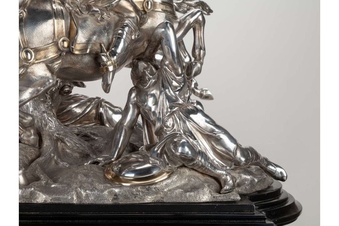 A magnificent Victorian silver sculptural trophy for the 1875 Chesterfield Cup at Goodwood. - Image 23 of 25