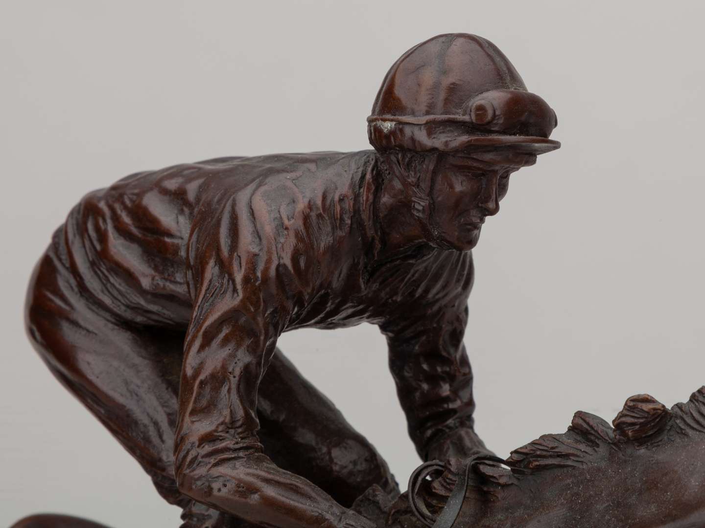 A bronze by Gill Parker of the racehorse Rainbow Quest with jockey Pat Eddery up. - Image 3 of 8