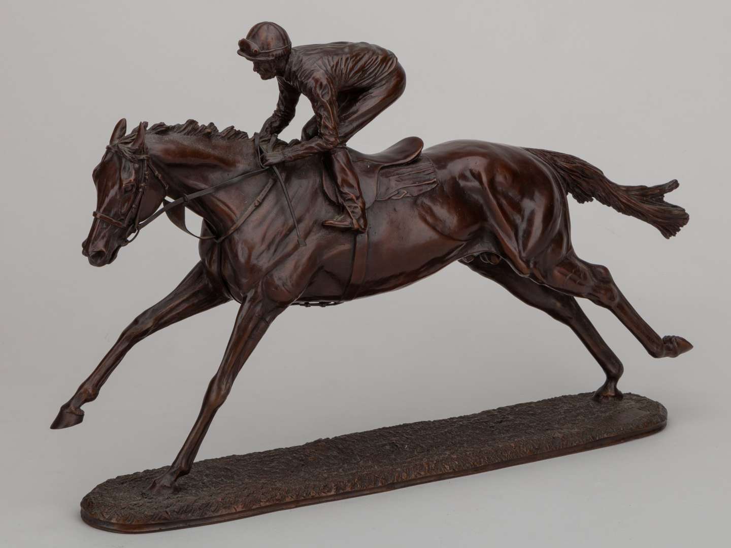 A bronze by Gill Parker of the racehorse Rainbow Quest with jockey Pat Eddery up. - Image 5 of 8