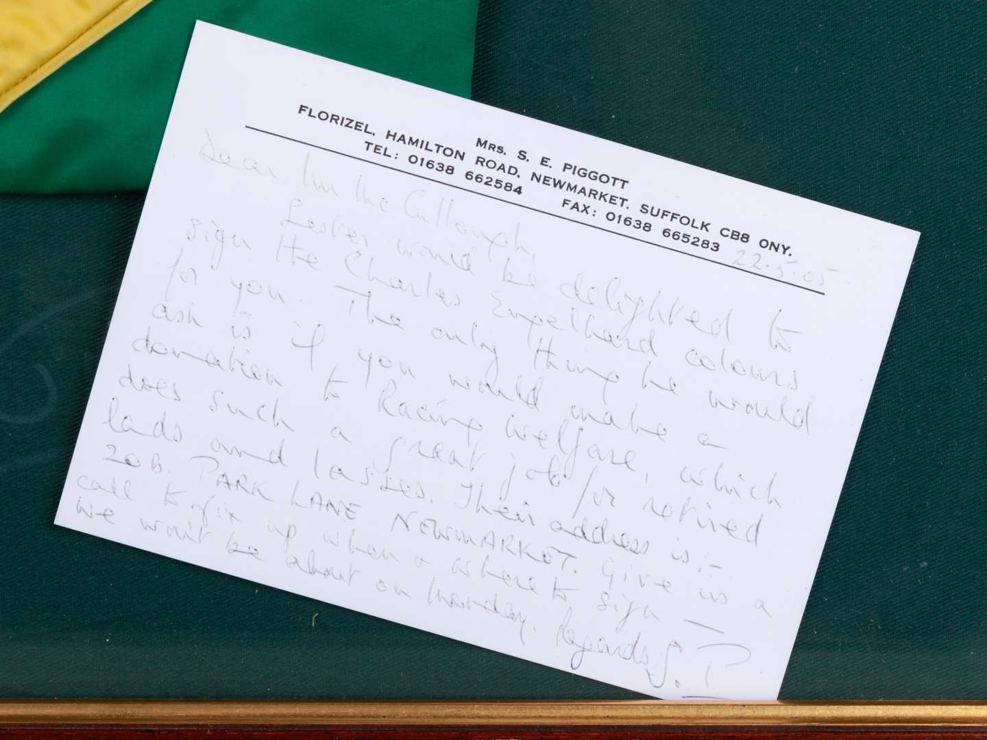 Lester Piggott signed and worn Charles W. Engelhard Jr. racing silks, 1960s. - Image 5 of 7