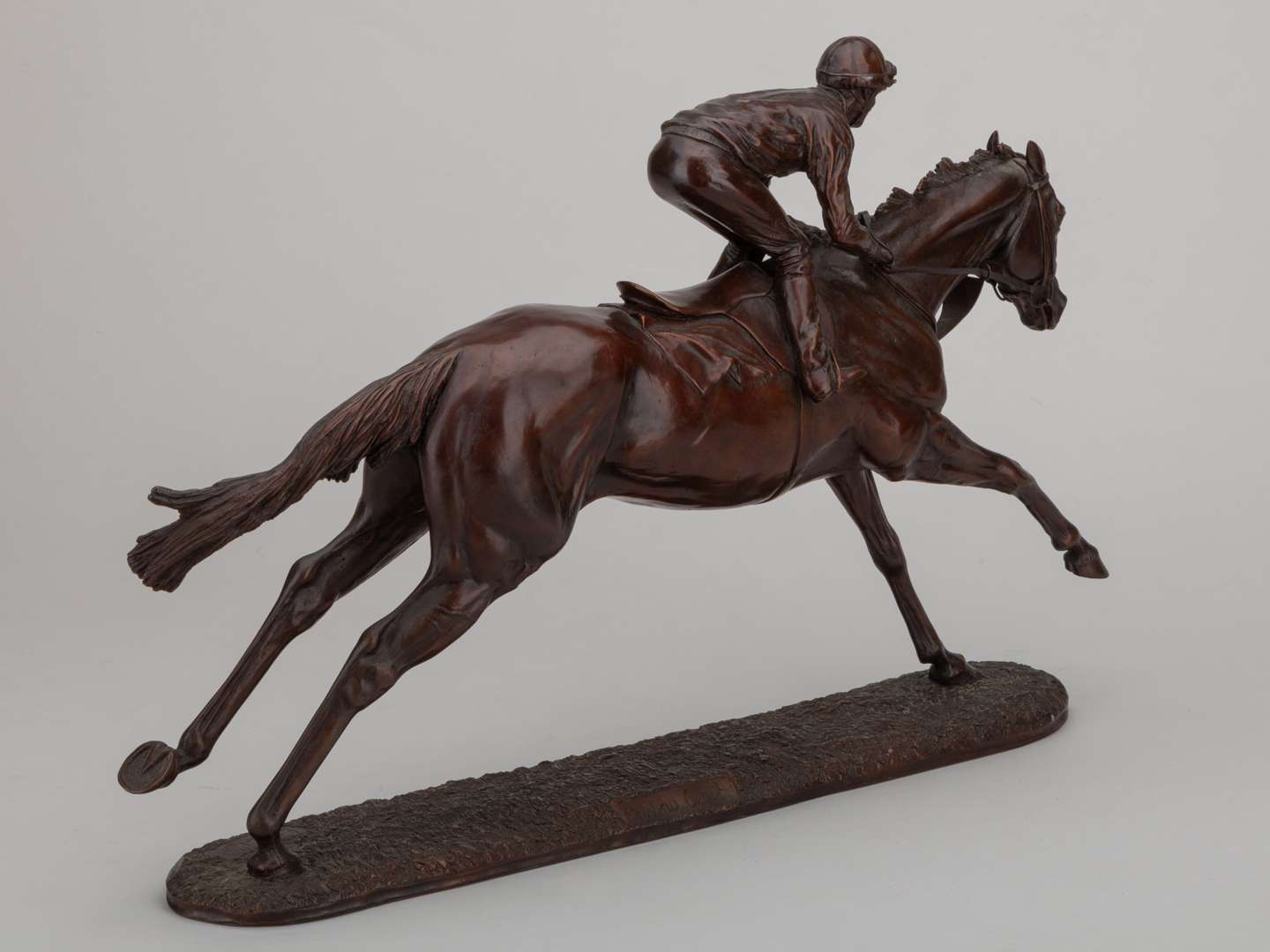 A bronze by Gill Parker of the racehorse Rainbow Quest with jockey Pat Eddery up. - Image 6 of 8