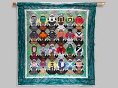 A superb horse racing quilt by the artist Brenda Martin Matthews.
