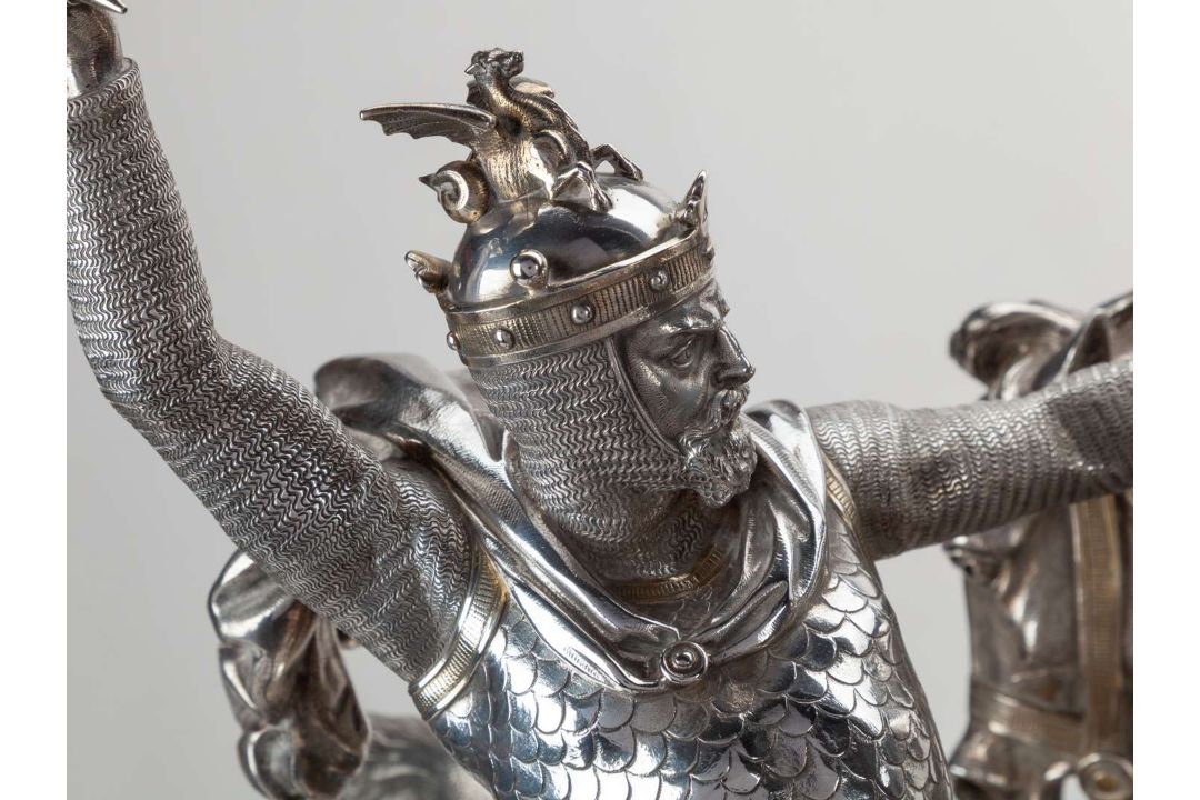 A magnificent Victorian silver sculptural trophy for the 1875 Chesterfield Cup at Goodwood. - Image 4 of 25