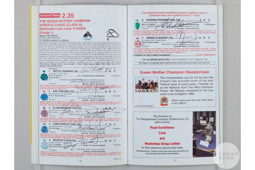 A trio of Cheltenham Festival racecards each fully-signed by the competing jockeys. - Image 3 of 6