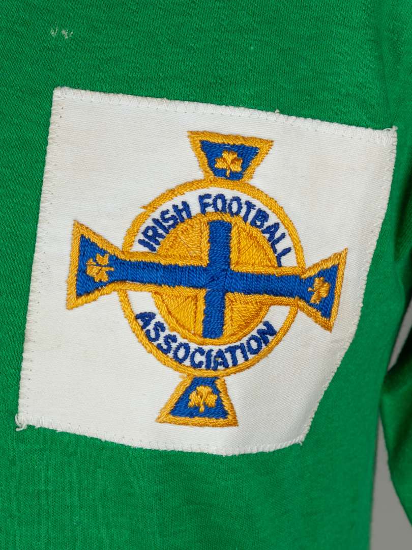 George Best green and white No.7 Northern Ireland match worn short-sleeved shirt, 1964. - Image 3 of 4
