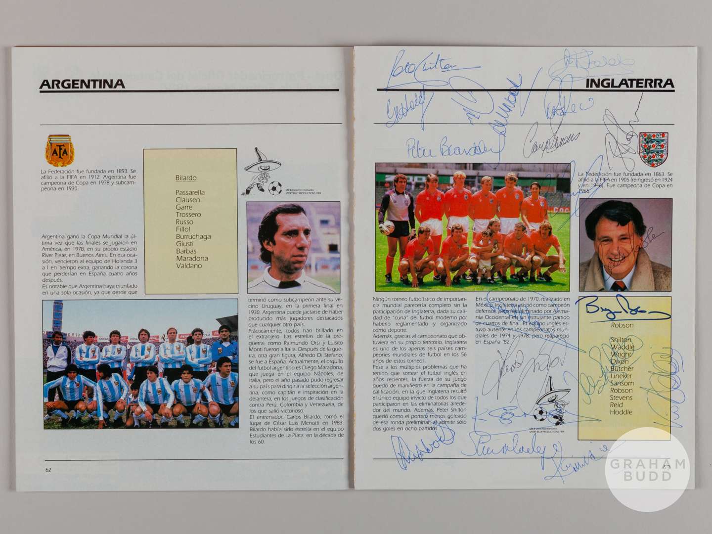 Viv Anderson two World Cup 1986 tournament brochures each bearing eighteen squad player autographs - Image 2 of 3